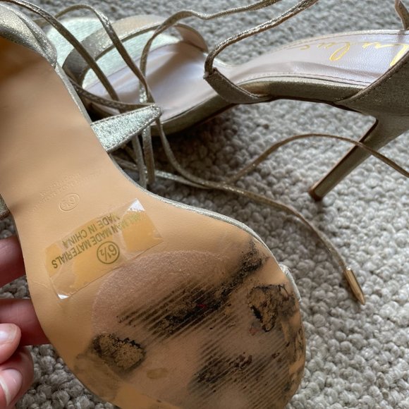 Lulu's Strappy Gold Heels Size 6.5 - Picture 3 of 3